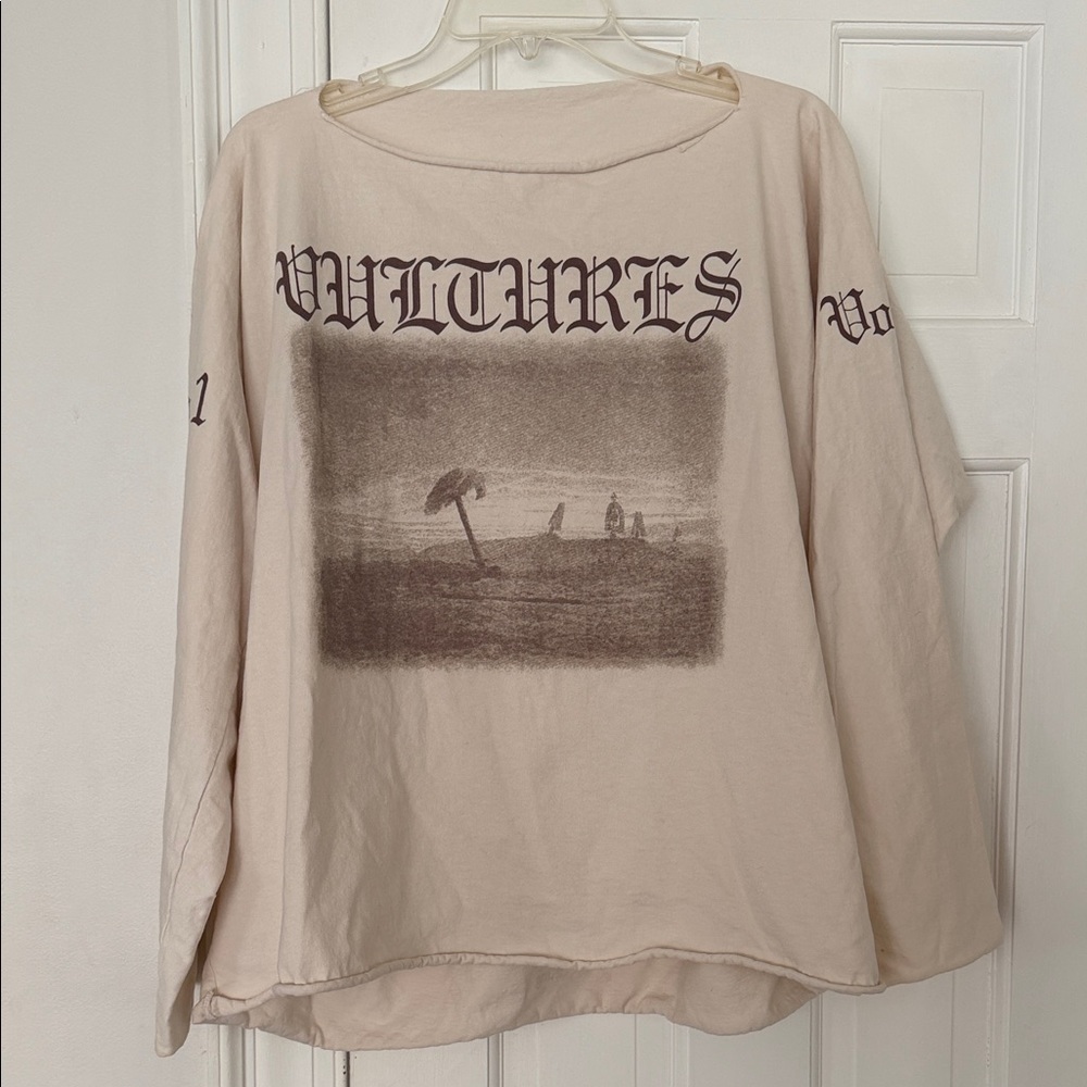 Kanye West YZE Yeezy Vultures Graphic Long Sleeve Tee - Beige